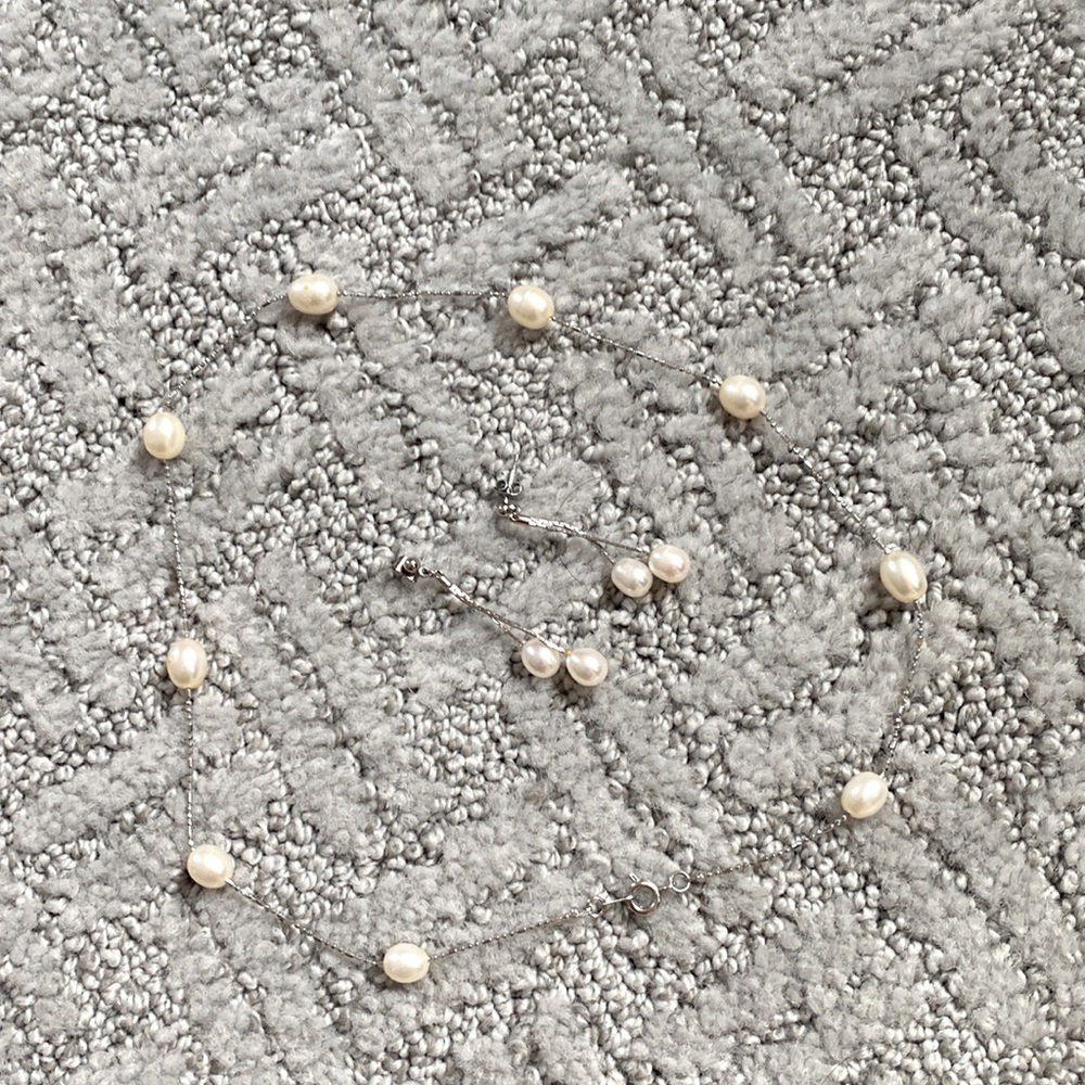 Pearl Necklace with Drop Earring Set - In White Pearl Purchased from Hong Kong